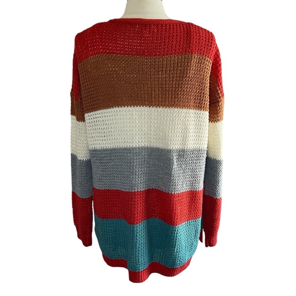 UMGEE Oversized Colorblock Open Front Cardigan, Medium - Picture 6 of 9